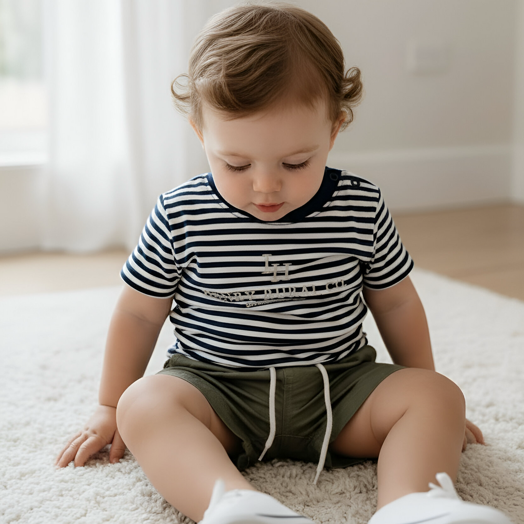 Baby Boys Sonny Short - Olive Brown Linen 26