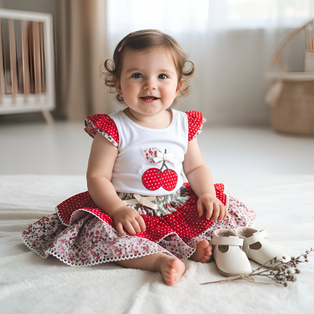 Baby Girls Frilly Pilcher Skirt - Festive Floral