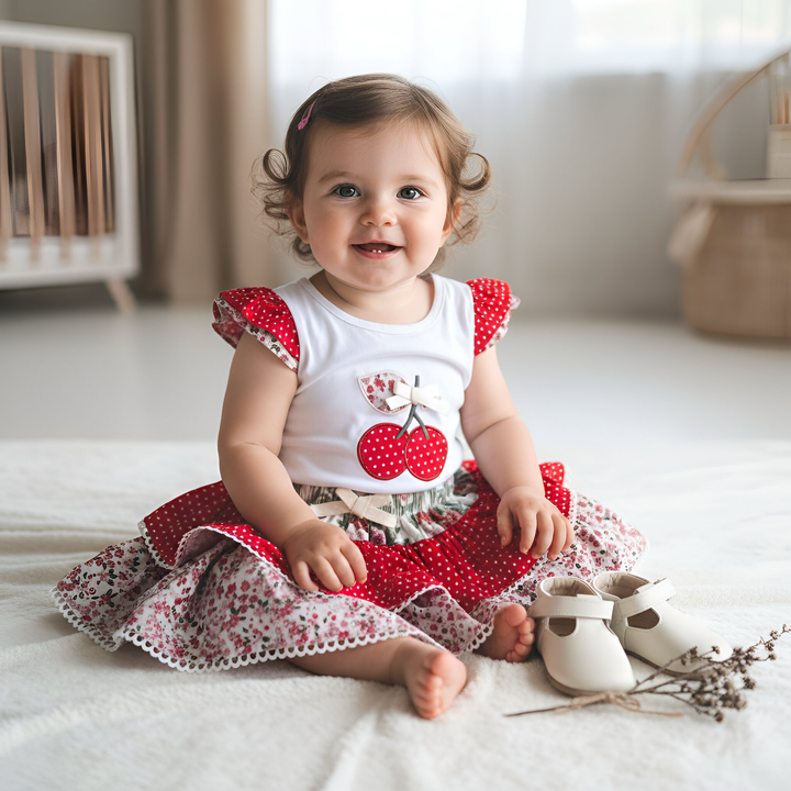 Baby Girls Frilly Pilcher Skirt - Festive Floral