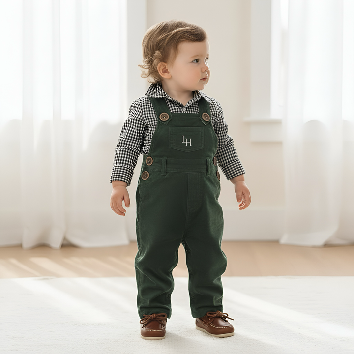 Baby Boys Roy Dungaree - Olive Corduroy