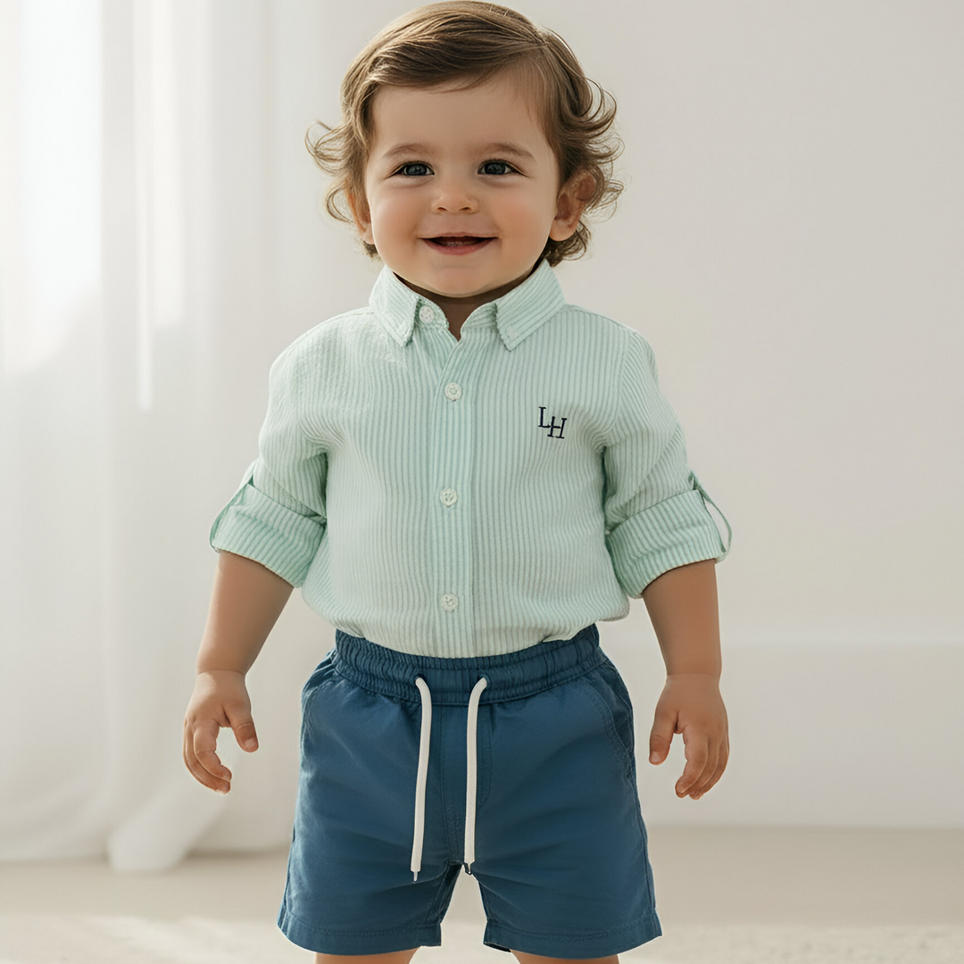 Baby Boys Sonny Short - Blue Linen 26