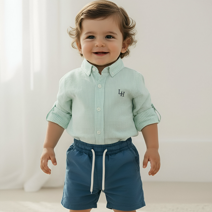 Baby Boys Sonny Short - Blue Linen 26