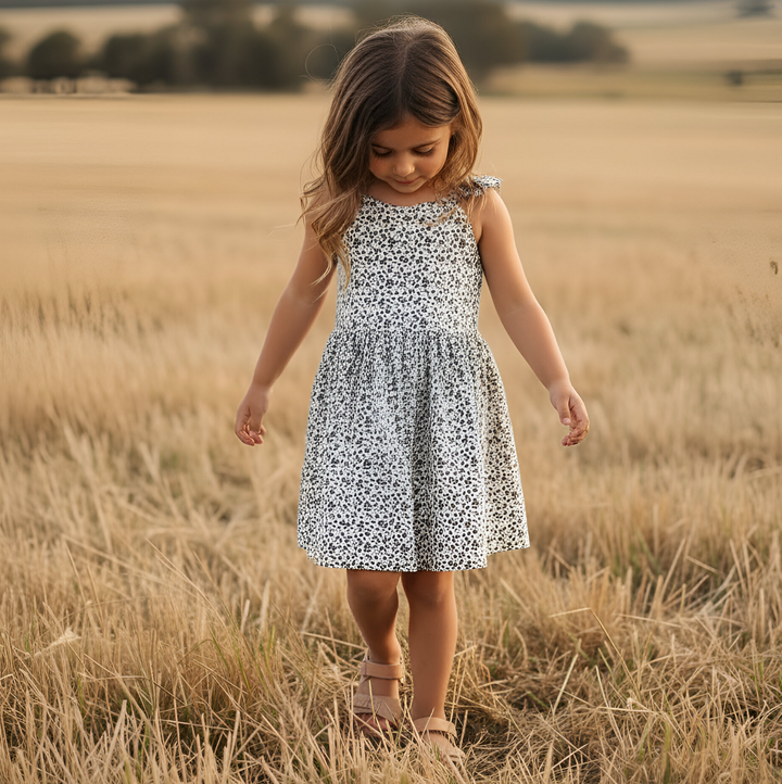 Girls Ellie Dress - Navy Daisy