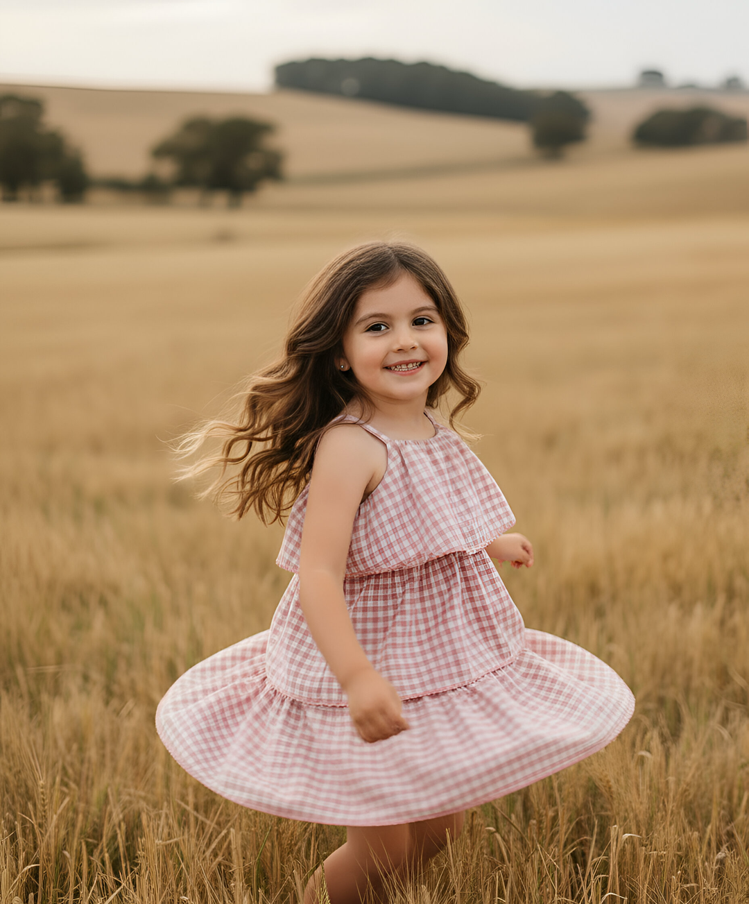 Girls Sadie Dress - Pink Check