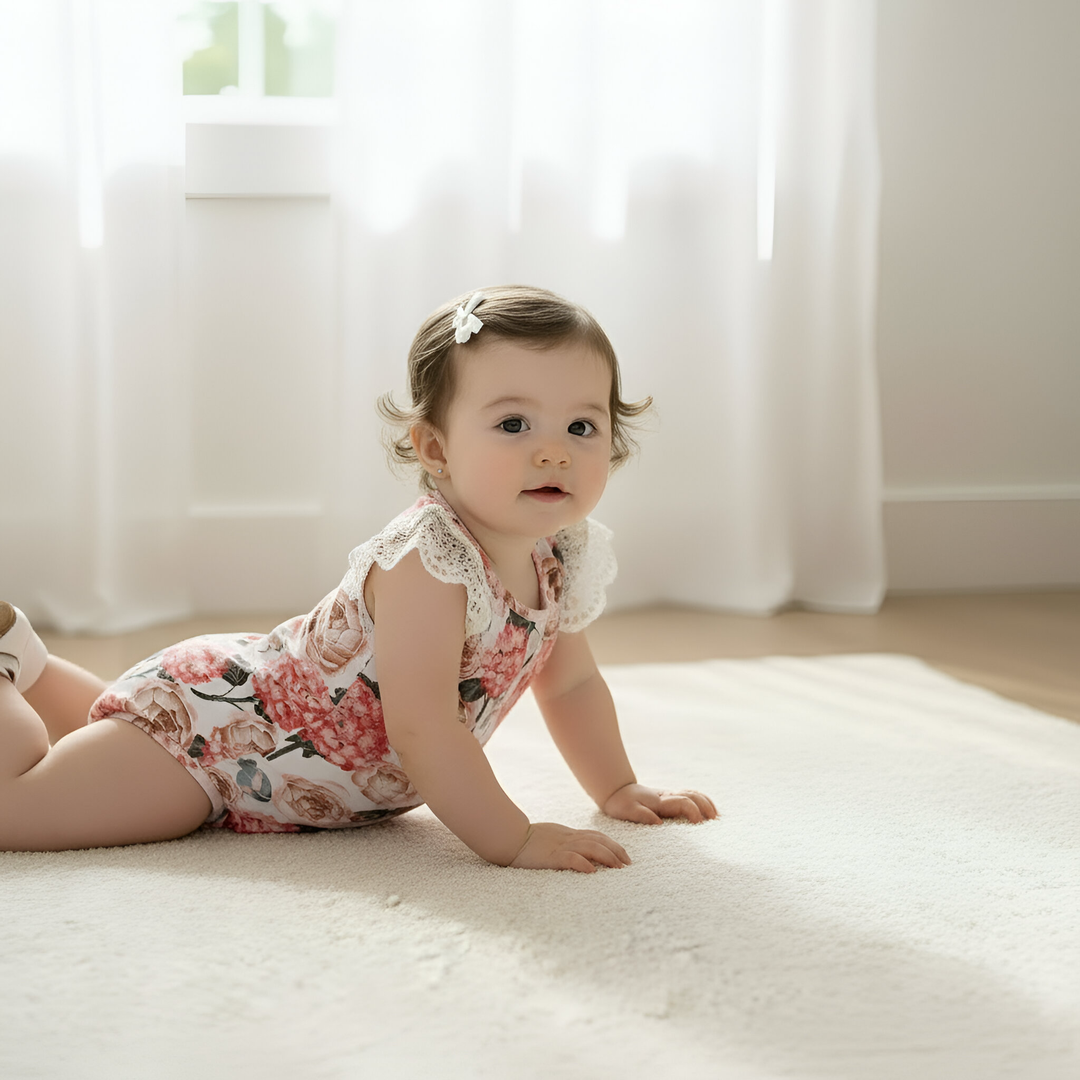 Baby Girls Knit Romper - Pink Blossom