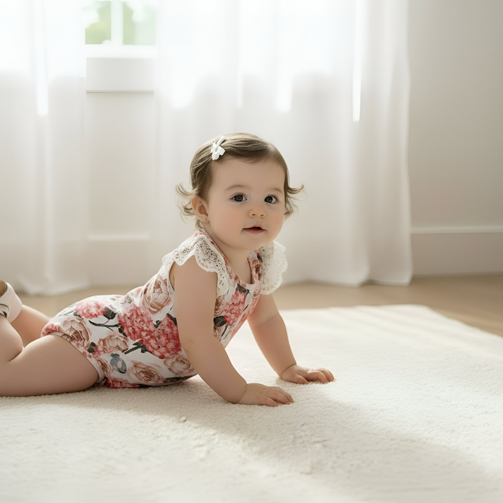Baby Girls Knit Romper - Pink Blossom