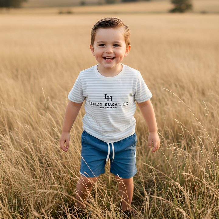 Boys Henry Rural Co Tee - Light Blue Stripe 26