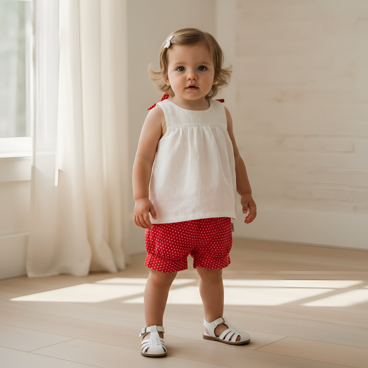 Baby Girls Lucy Shorts - Red Polka Dots