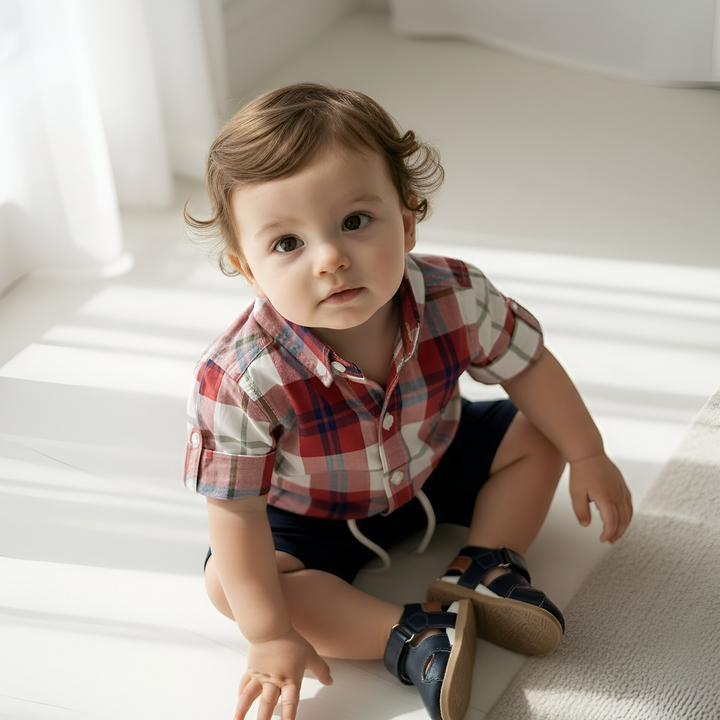 Baby Boys Sonny Short - Navy Linen