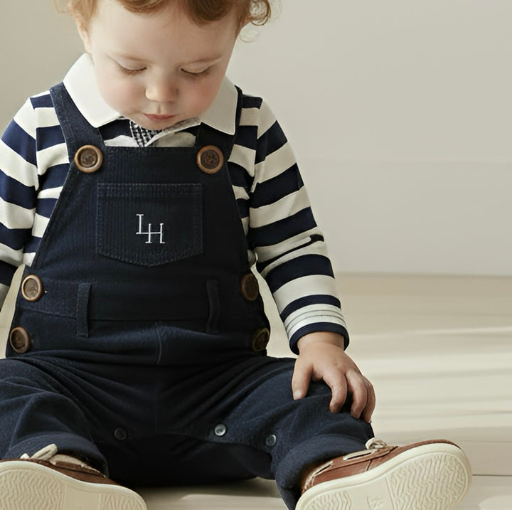 Baby Boys Roy Dungaree - Navy Corduroy