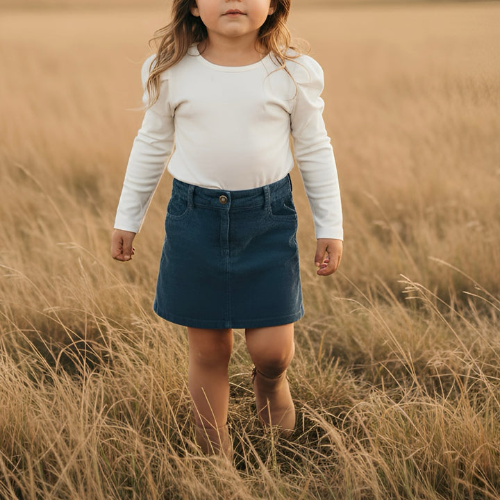 Girls Puff Sleeve Knit Top - White