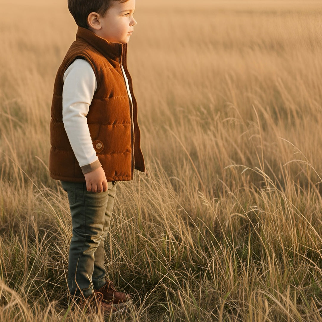 Boys Cooper Puffer Vest - Dark Chestnut