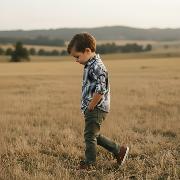Boys Dress Shirt - Navy Gingham