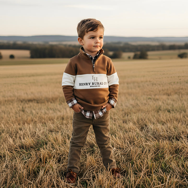Boys Rural Co Sweater - Chestnut/White