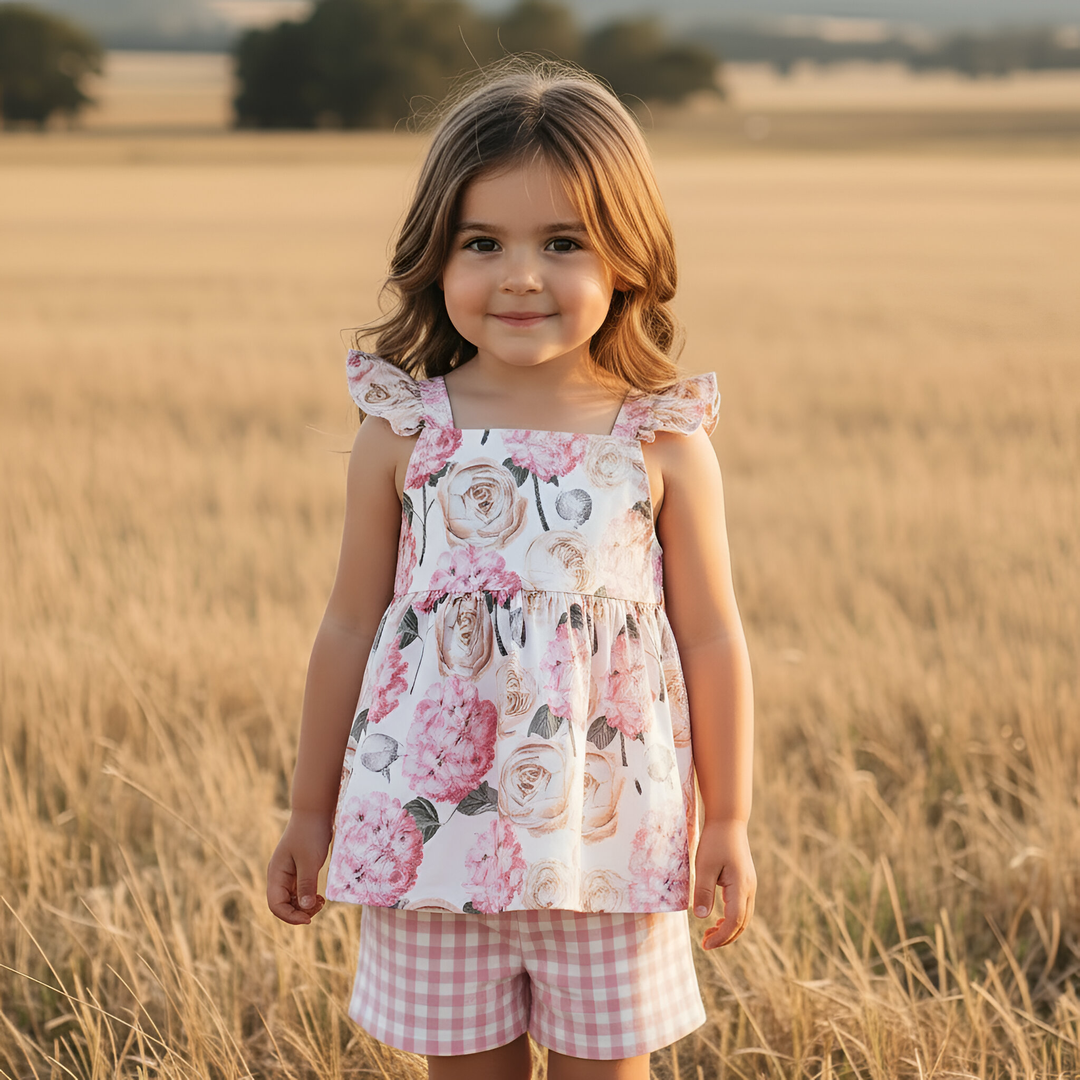 Girls Esme Top - Pink Blossom
