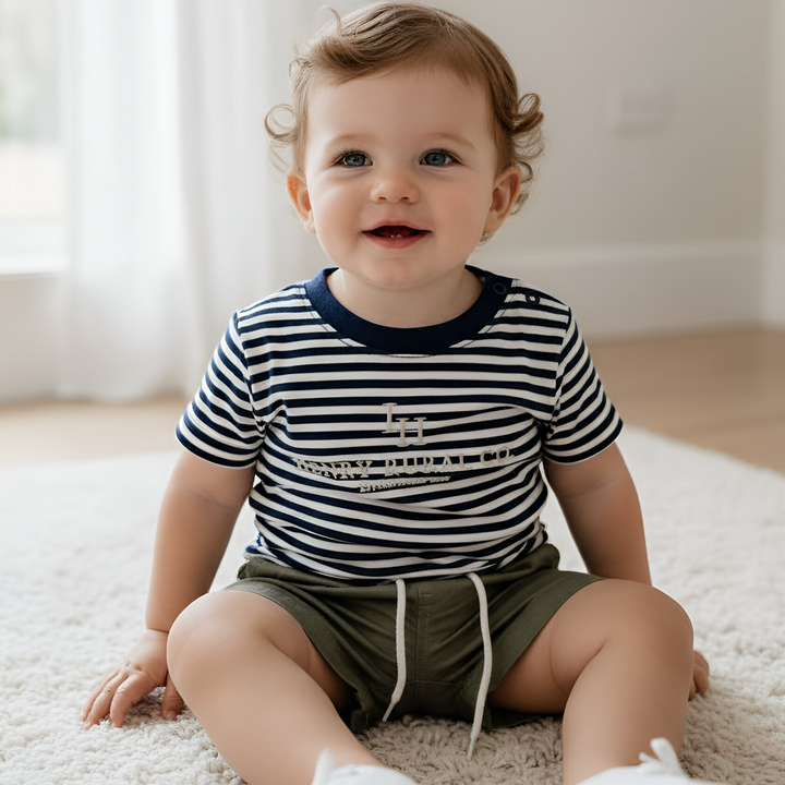 Baby Boys Henry Rural Co Tee - Navy White Stripe 26