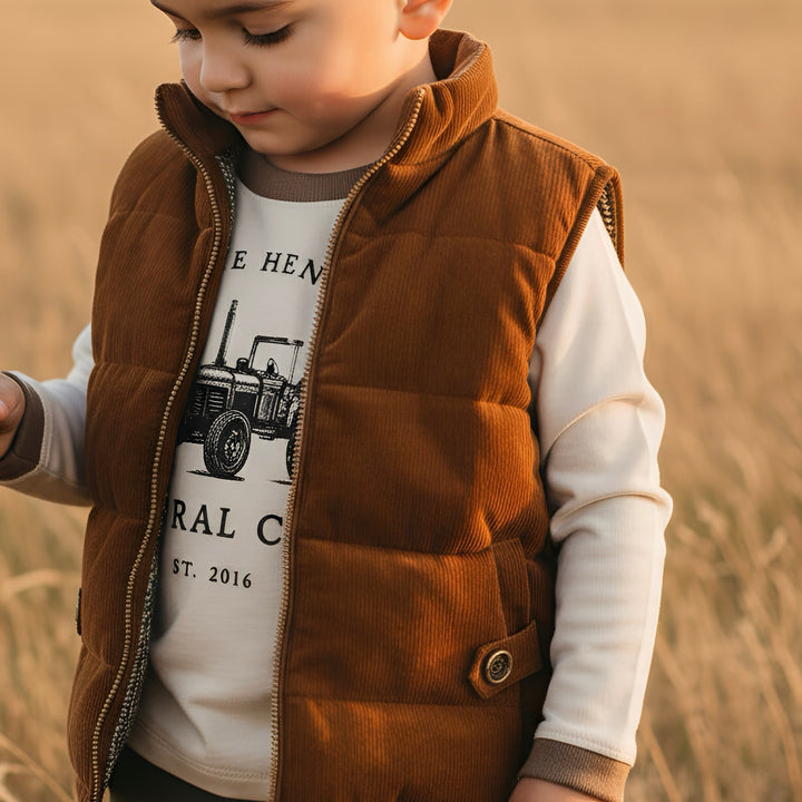 Boys Cooper Puffer Vest - Dark Chestnut