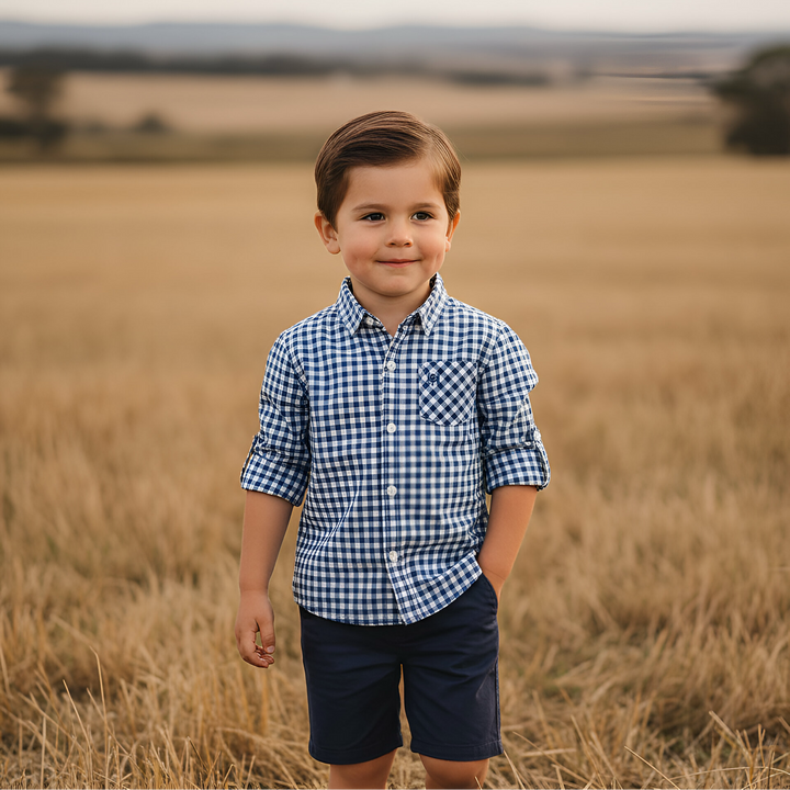 Boys Dress Shirt - Blue Check 26