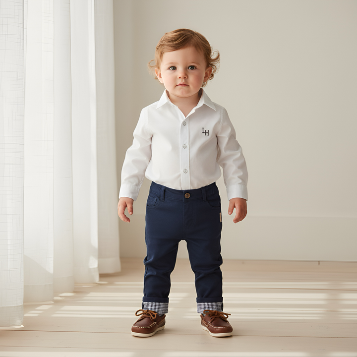 Baby Boys Dress Shirt Romper - White