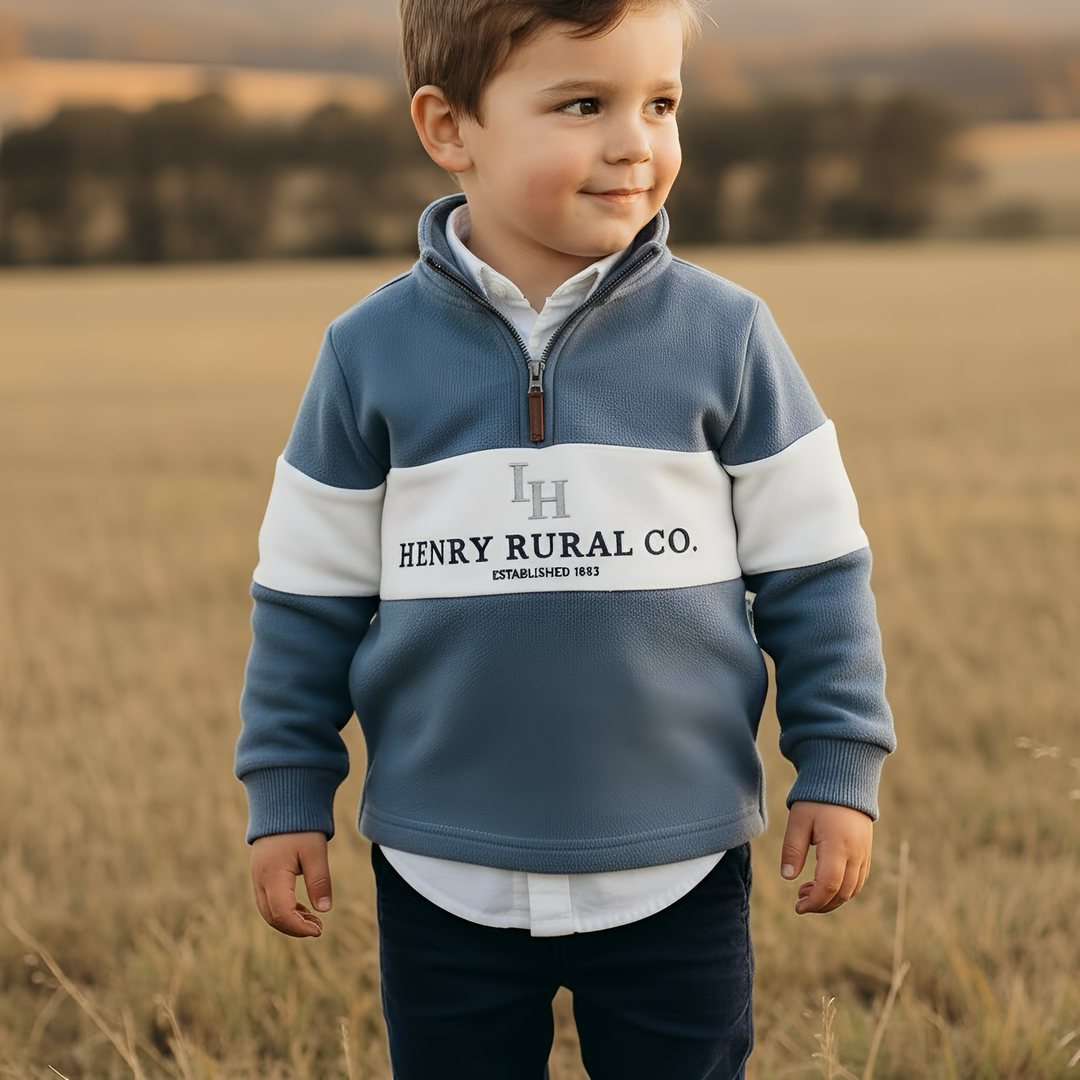Boys Rural Co Sweater - Blue/White