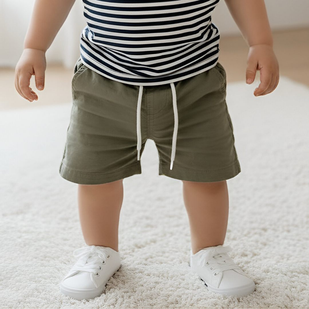 Baby Boys Sonny Short - Olive Brown Linen 26