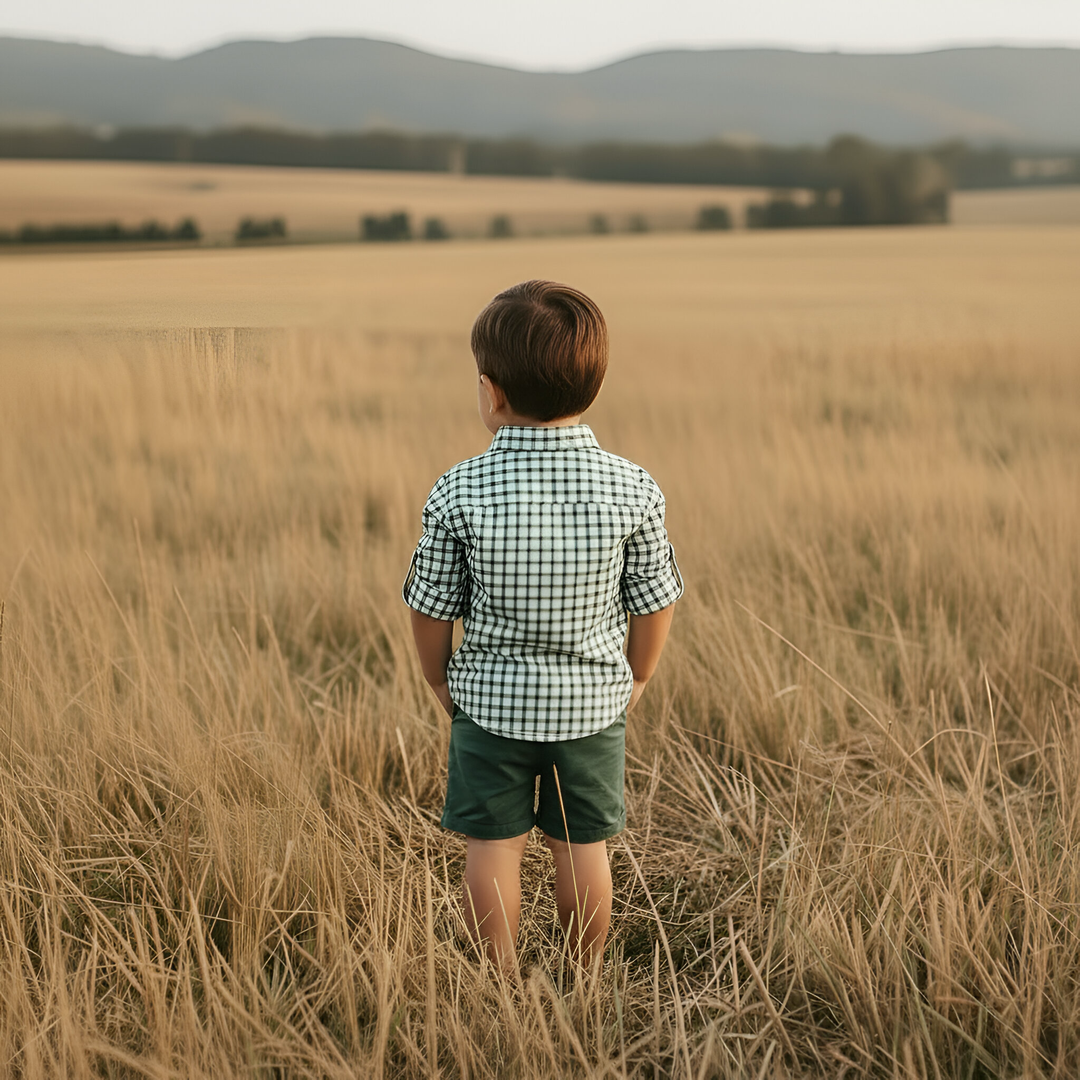 Boys Oxford Dress Shirt - Green Check 26
