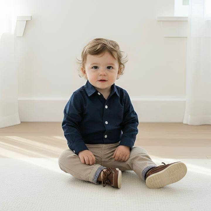 Baby Boys Dress Shirt Romper - Navy