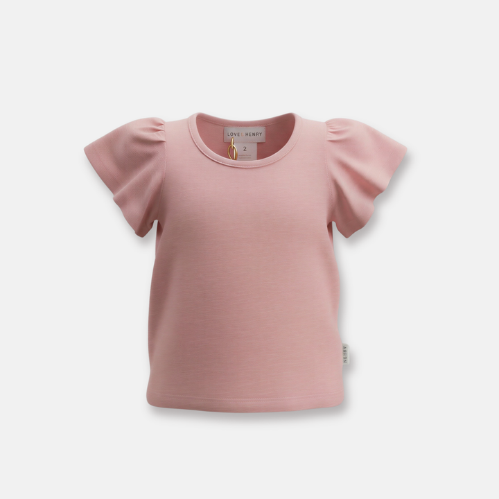 Girls Frill Sleeve Top - Pink