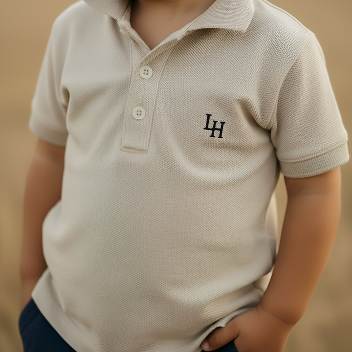Boys Polo Shirt - Beige Grey 26