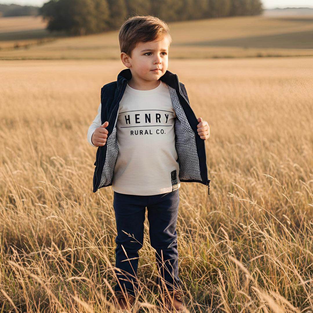 Boys LS Tee - Henry Rural Co - White
