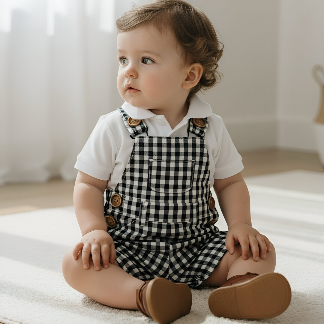 Baby Boys Roy Dungaree - Navy Check 26