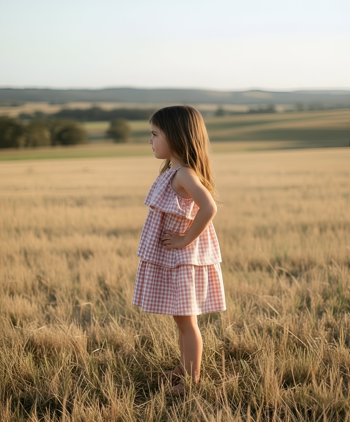 Girls Sadie Dress - Pink Check