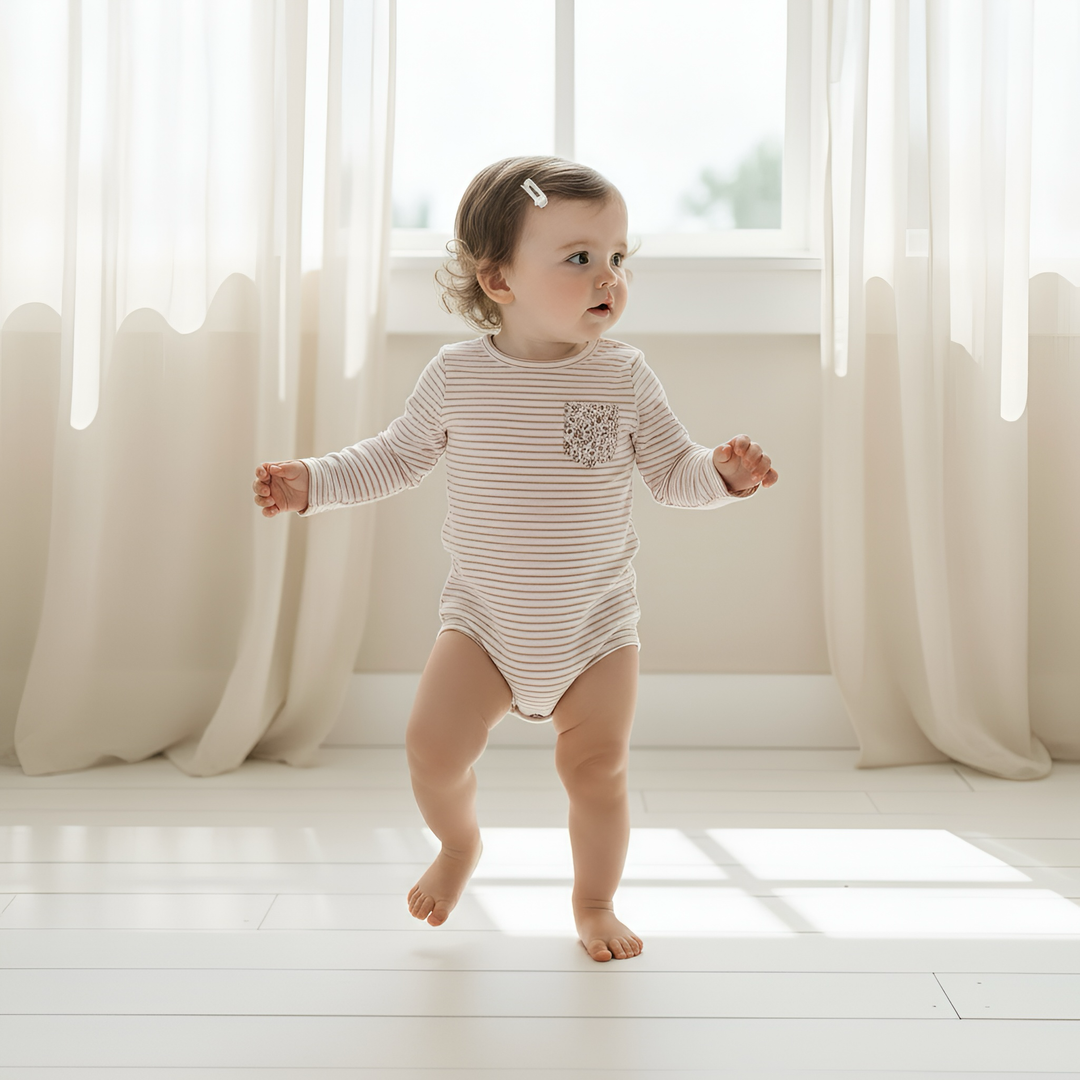 Baby Girls Knit Romper -  Pink Stripe