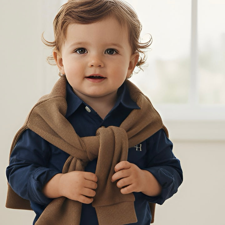 Baby Boys Dress Shirt Romper - Navy