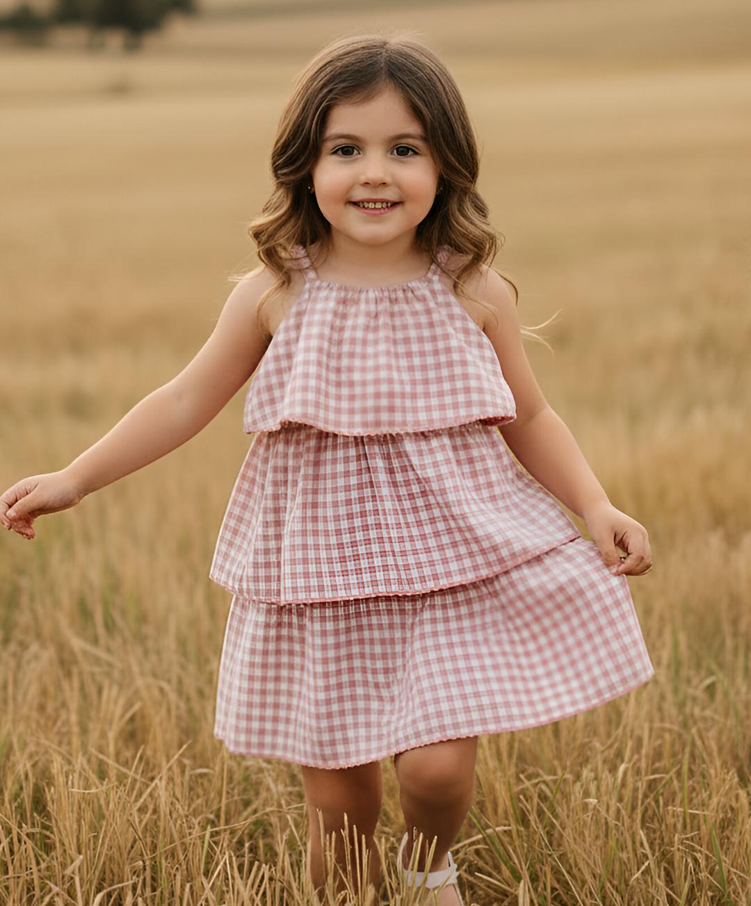 Girls Sadie Dress - Pink Check