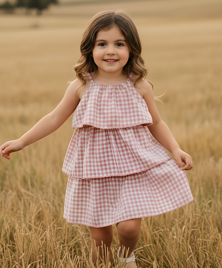 Girls Sadie Dress - Pink Check