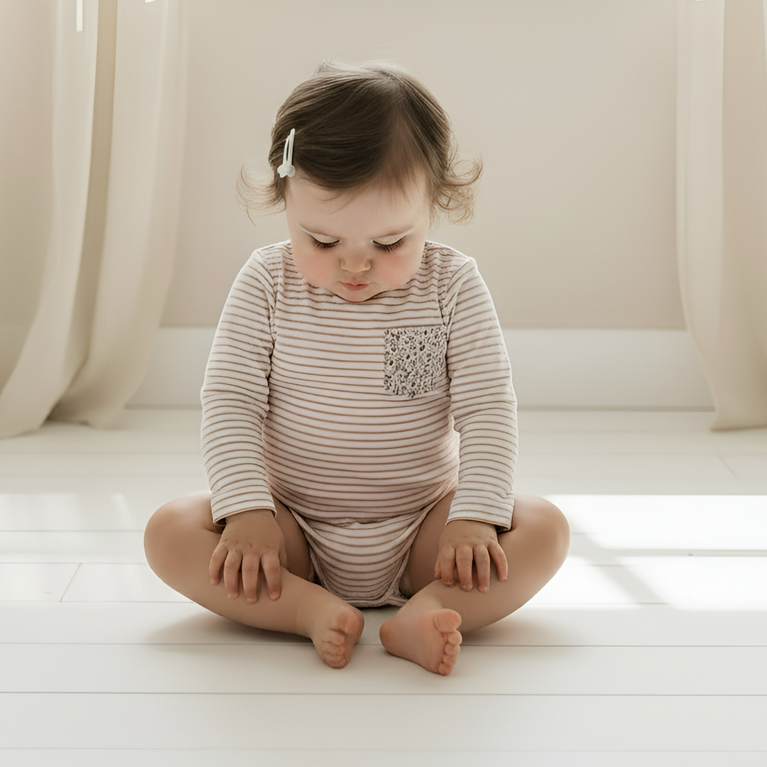 Baby Girls Knit Romper -  Pink Stripe