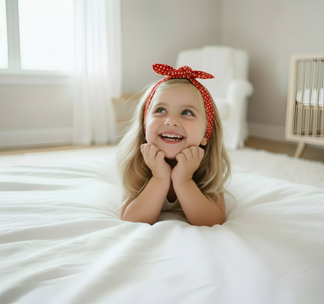 Girls Headband - Red Polka Dots