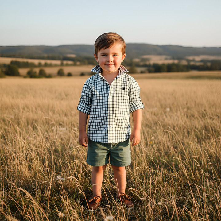 Boys Oxford Dress Shirt - Green Check 26