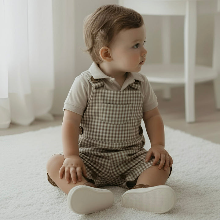 Baby Boys Roy Dungaree - Brown Gingham
