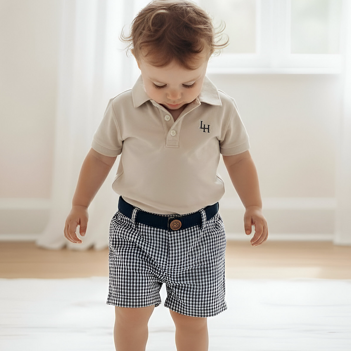 Baby Boys Oscar Shorts - Navy Gingham 26
