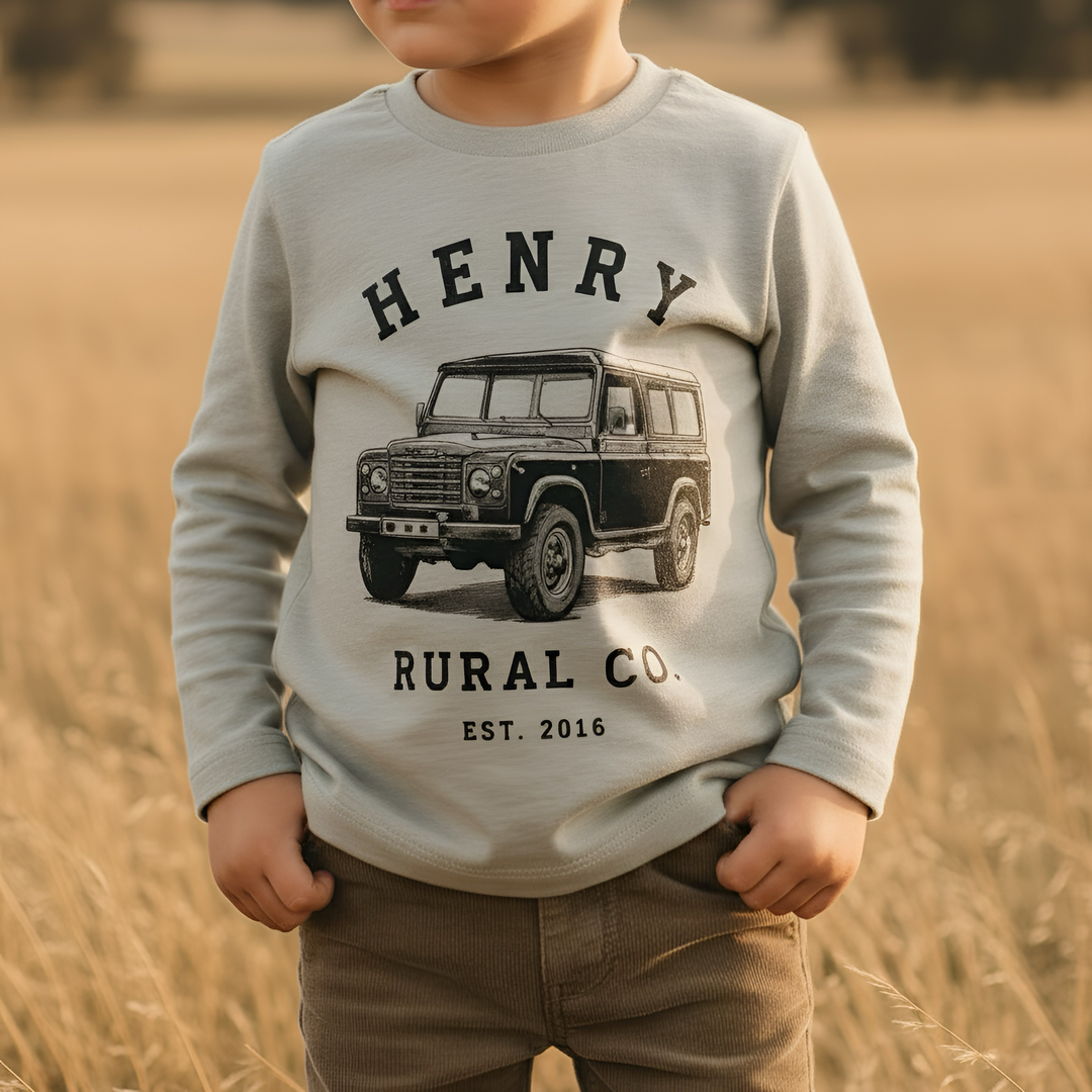 Boys LS Tee - Land Rover Print - Sage