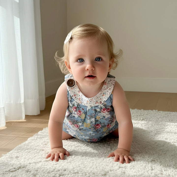 Baby Girls Sofia Playsuit - Blue Blossom