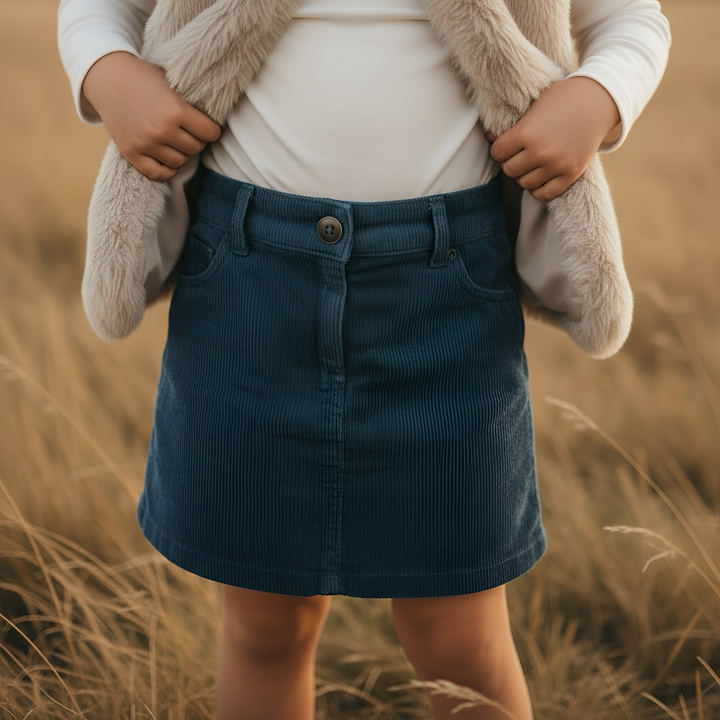 Girls straight skirt -  Navy Corduroy