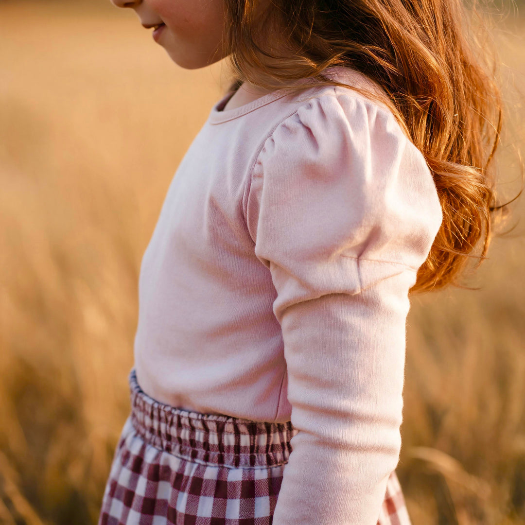 Girls Puff Sleeve Knit Top - Pink