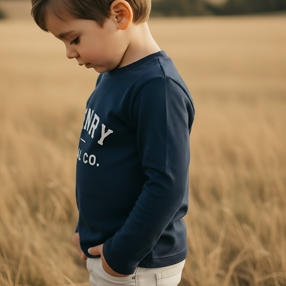 Boys LS Tee - Henry Rural Co - Navy