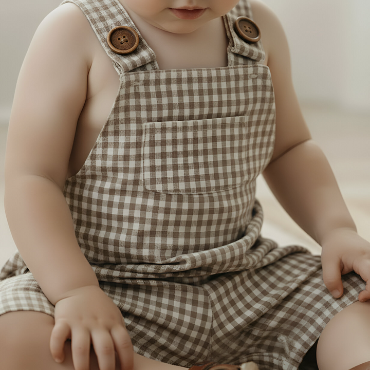 Baby Boys Roy Dungaree - Brown Gingham