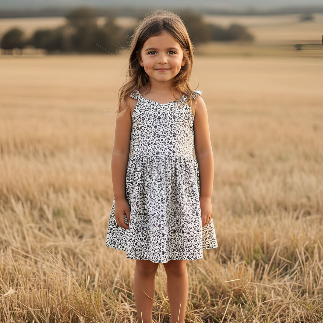 Girls Ellie Dress - Navy Daisy