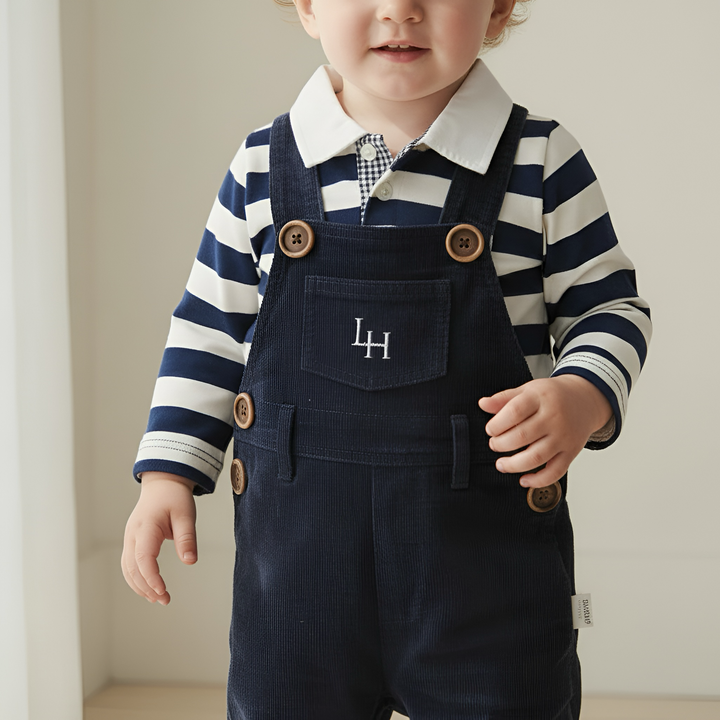 Baby Boys Roy Dungaree - Navy Corduroy