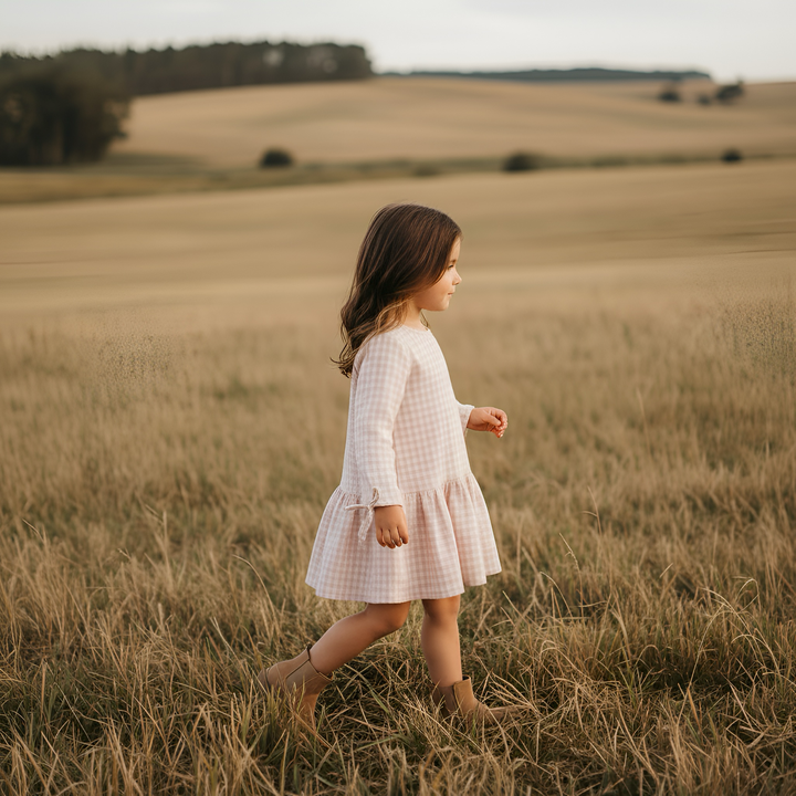 Girls Frankie Dress -  Pink Check
